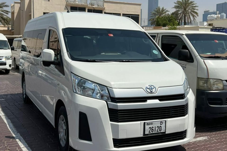 toyota hiace in white color parked