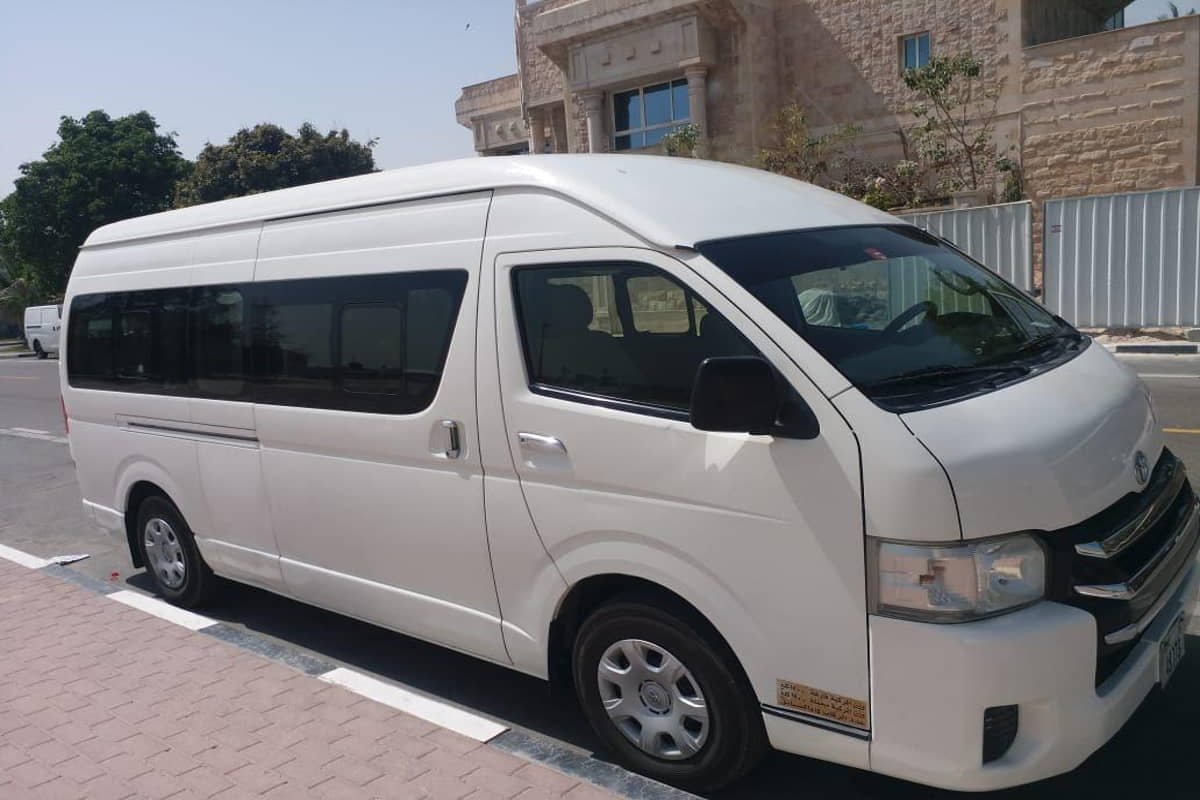 15 seater minibus on the roads of dubai