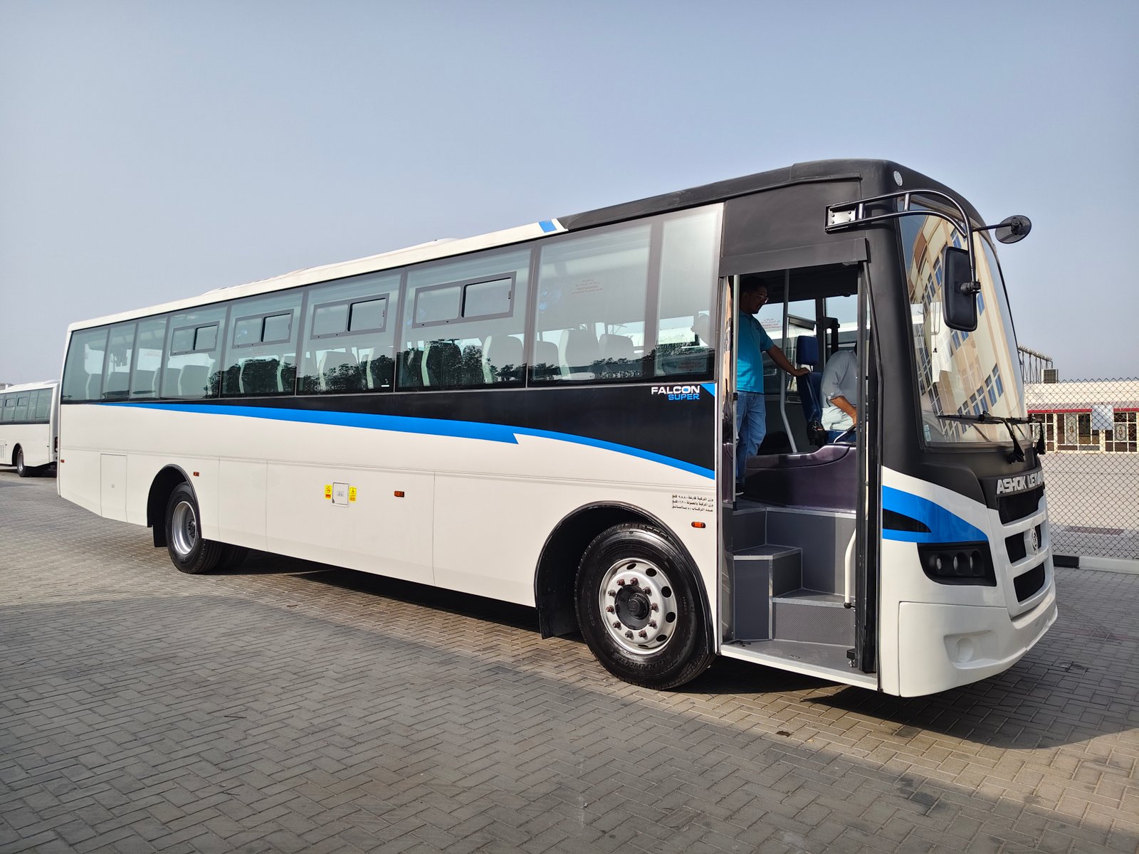 side view of 70 seater big bus