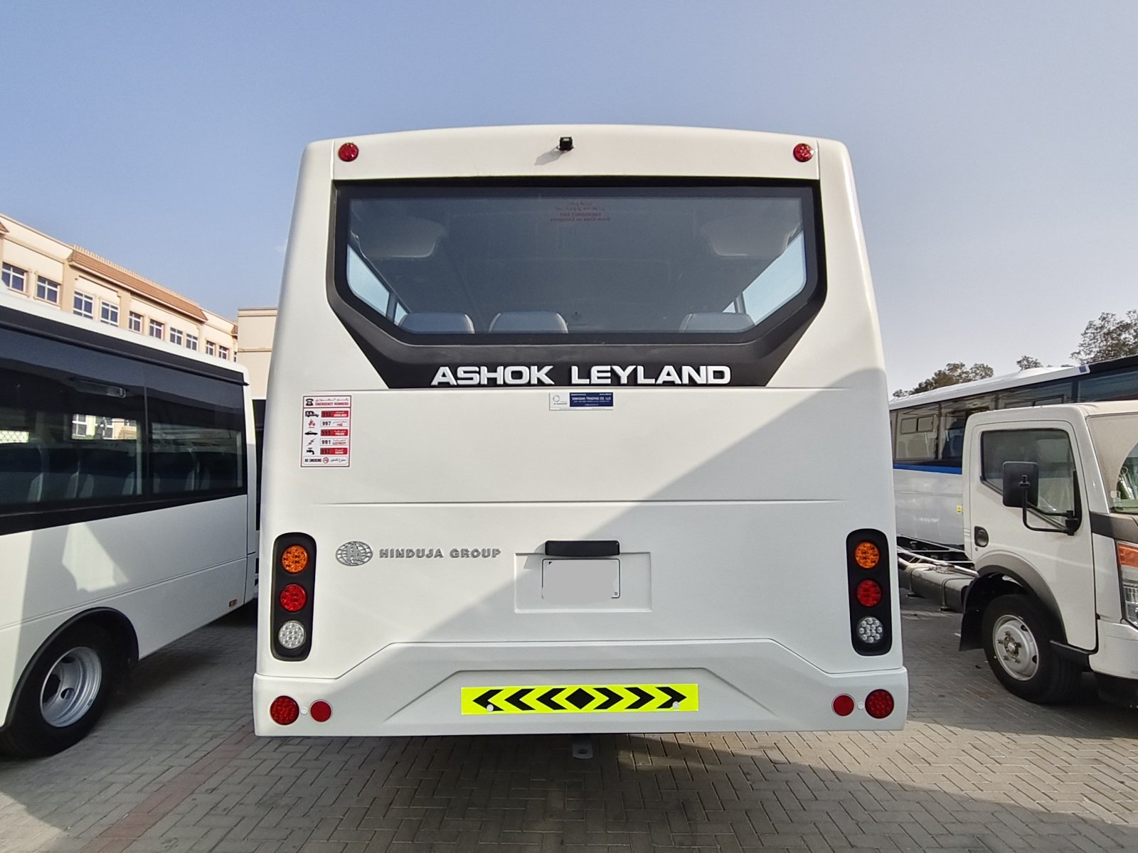 back view of ashok leyland bus