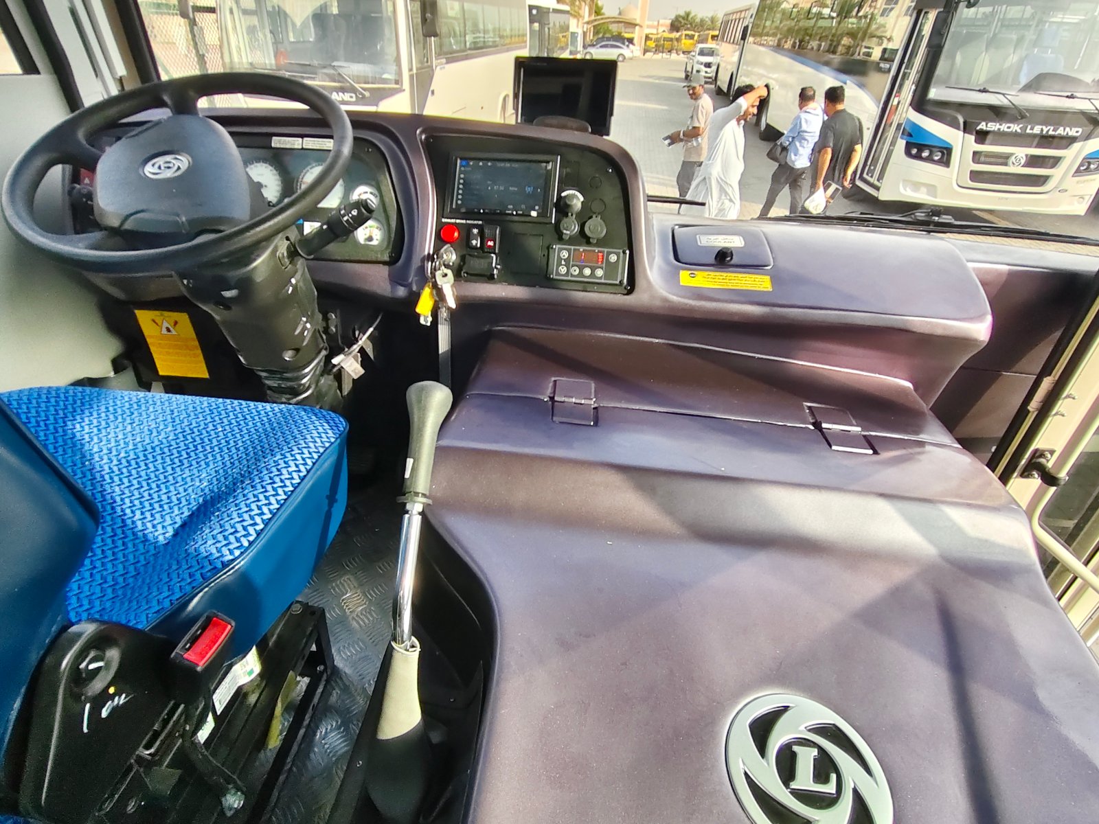 driving seat view of 70 seater ashok leyland big bus